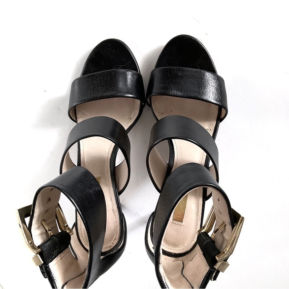 Louise Et Cie Gosia Ankle Cuff Leather Sandal Heels Black Sz 6 - Picture 7 of 12